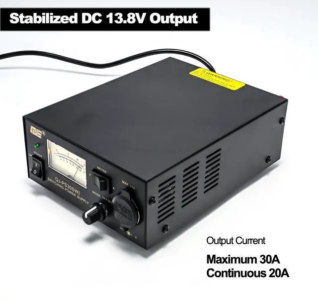 Alt view image 2 of 6 - 13.8V 30A Bench Power Supply, Ham Radio Switching Power Supply, Regulated Analog DC Power Supply with Cigarette Plug Socket for CB VHF UHF HAM Amateur Radio, Noise Offset Control