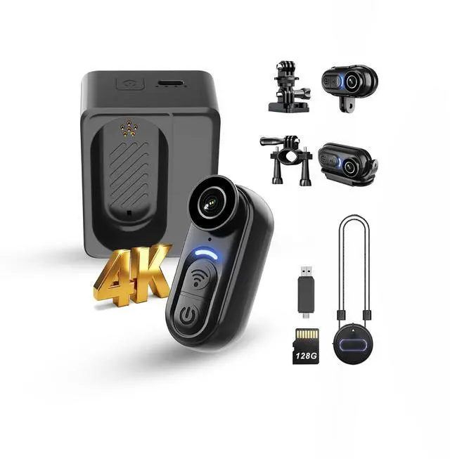 Main image of 4K Mini Body Camera Action Cam with Audio & Video Recording -128G Thumb Size Hands Free Body Worn Cameras - Wearable Portable Camcorder for Work Travel Pet Walk Vlog(Black)