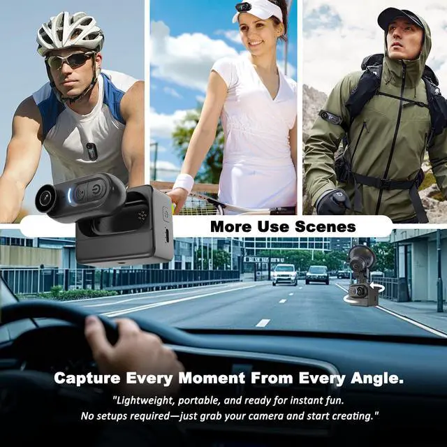 Alt view image 4 of 6 - 4K Mini Body Camera Action Cam with Audio & Video Recording -128G Thumb Size Hands Free Body Worn Cameras - Wearable Portable Camcorder for Work Travel Pet Walk Vlog(Black)