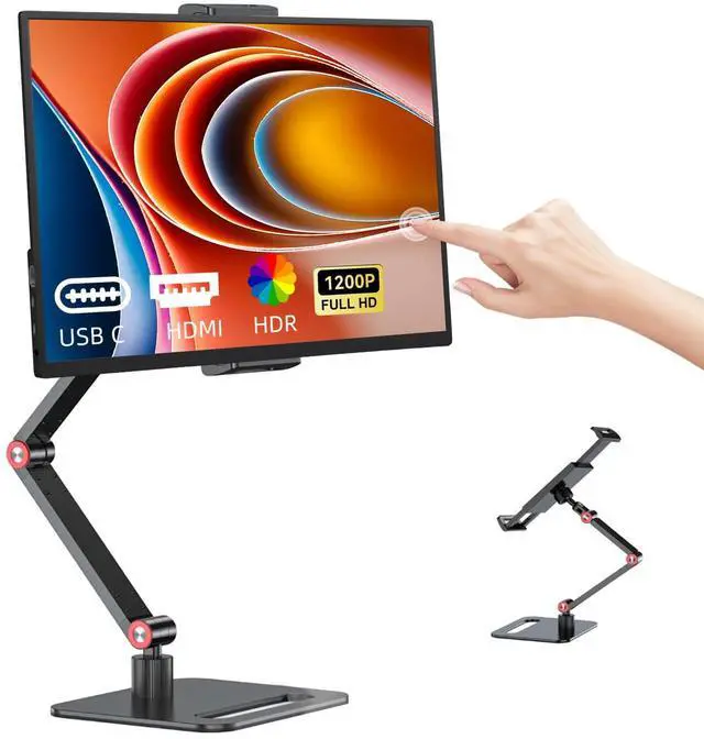 Main image of 14 Inch Touchscreen Portable Monitor with Stand, 1920x1200 IPS HDR Ultra Slim USB-C HDMI External Display for Laptop Phone Switch