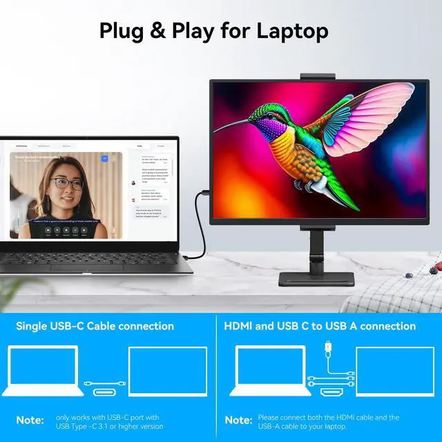 Alt view image 2 of 6 - 14 Inch Touchscreen Portable Monitor with Stand, 1920x1200 IPS HDR Ultra Slim USB-C HDMI External Display for Laptop Phone Switch