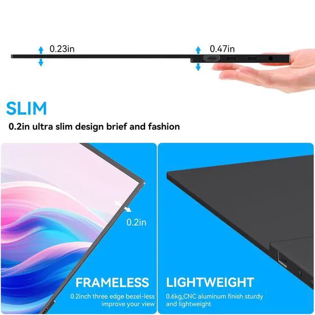 Alt view image 5 of 6 - 14 Inch Touchscreen Portable Monitor with Stand, 1920x1200 IPS HDR Ultra Slim USB-C HDMI External Display for Laptop Phone Switch