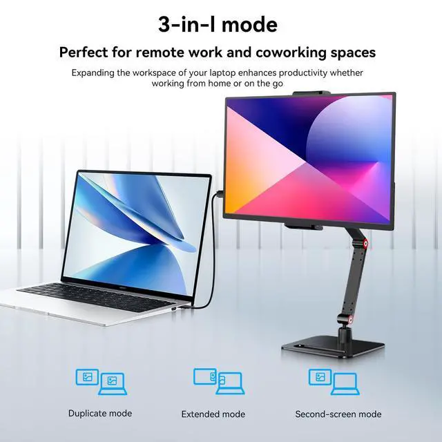 Alt view image 6 of 6 - 14 Inch Touchscreen Portable Monitor with Stand, 1920x1200 IPS HDR Ultra Slim USB-C HDMI External Display for Laptop Phone Switch