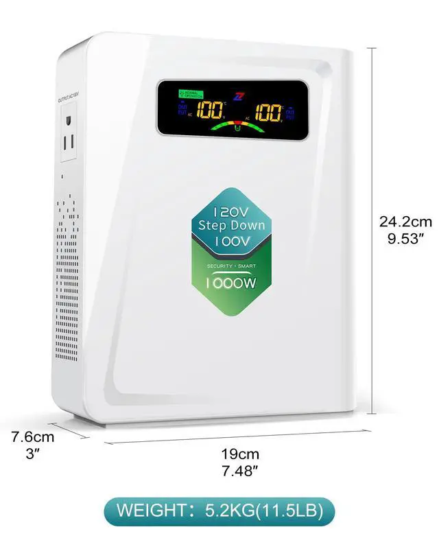 Alt view image 3 of 6 - 120v to 100v Step Down Transformer 1000W Power Voltage Converters, No Noise, Ten Protection Functions,Using Japan Appliances in US