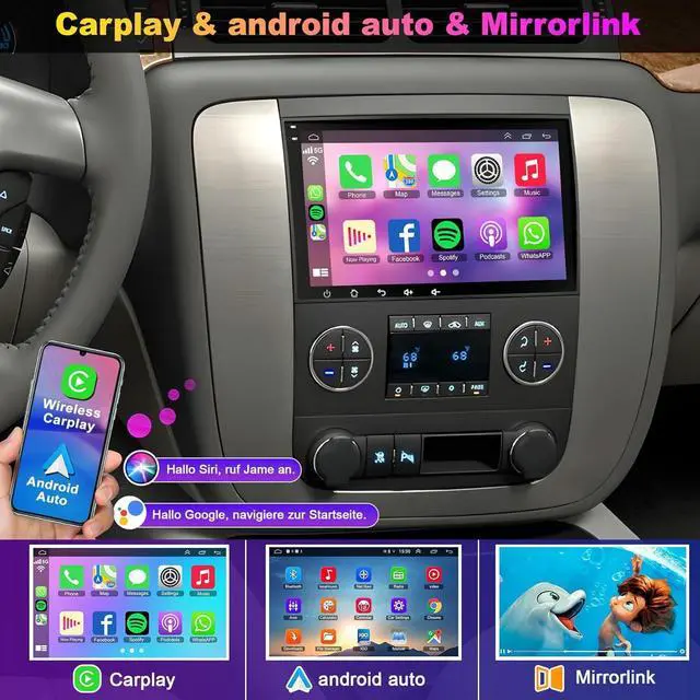 Alt view image 3 of 6 - 4G+64G Car Radio for 2007-2012 Chevrolet Chevy Silverado Impala, GMC Sierra Acadia Enclave Yukon, Buick 8" IPS Touch Screen Car Stereo with GPS Wireless CarPlay/Android Auto, Backup Camera/DSP/SWC