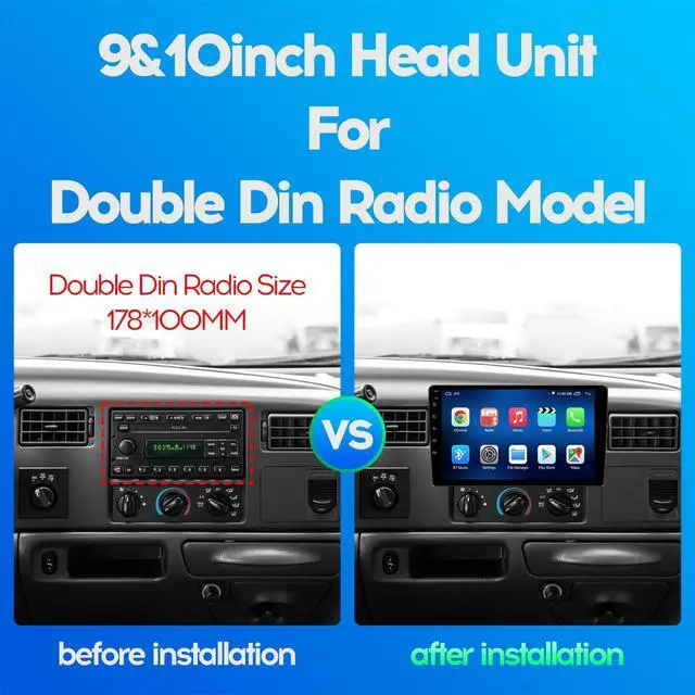 Alt view image 3 of 6 - 9" IPS Full Touch 4Core 2+32G Double Din Car Radio Audio Video Stereo Receivers with Wireless CarPlay Android Auto Backup Camera BT Split Screen WiFi SWC PIP DSP GPS Navigation