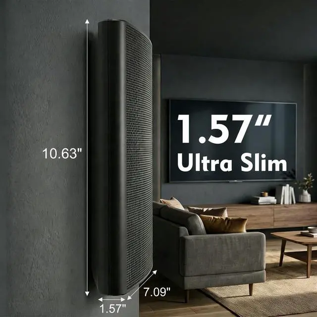 Alt view image 4 of 6 - Ultra Slim 5.25 Inch 240W Wall Mount Speakers, 8 Ohm Passive Home Theater Indoor Speakers for Bedroom, Kitchen, Living Room,Black(Pair)