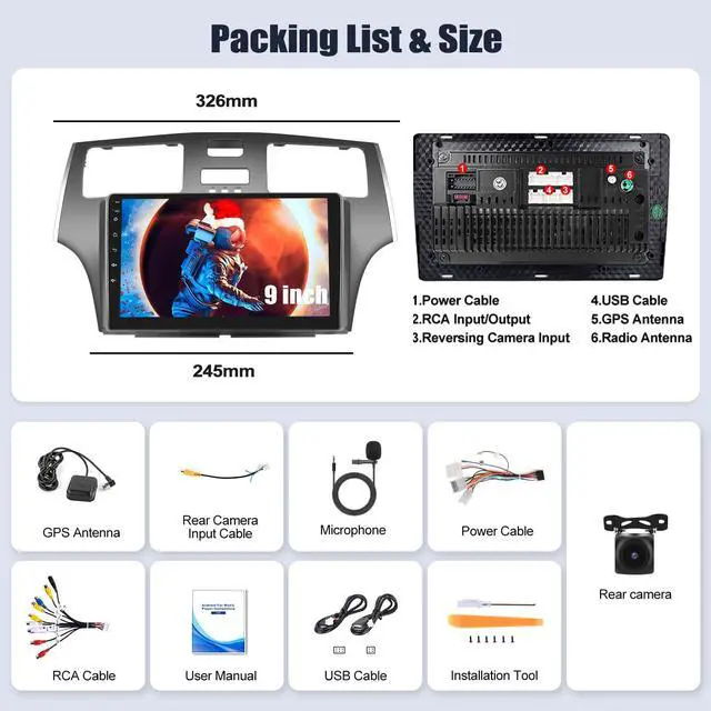 Alt view image 3 of 6 - 4G+64G Android 13 Car Stereo for Lexus ES250 ES300 ES330 2001-2006 9 Inch Touch Screen with CarPlay Android Auto Bluetooth Weather Forecast 59UI GPS Navigation WiFi Network Radio