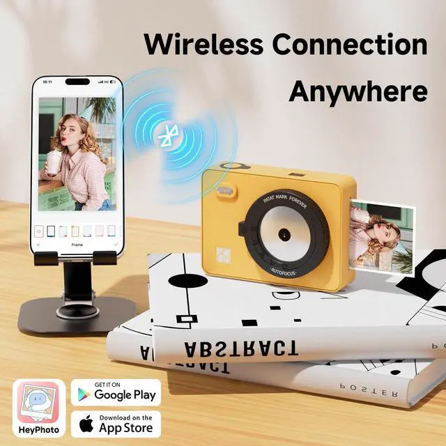 Alt view image 3 of 6 - Z5S Instant Camera & Photo Printer 2-in-1, Bluetooth Portable Printer for Kids Adults iOS Android, 3 Pass Dye Sublimation, 2.1x3.4 Print (Yellow),Includes 10 Sheets of Initial Photo Paper