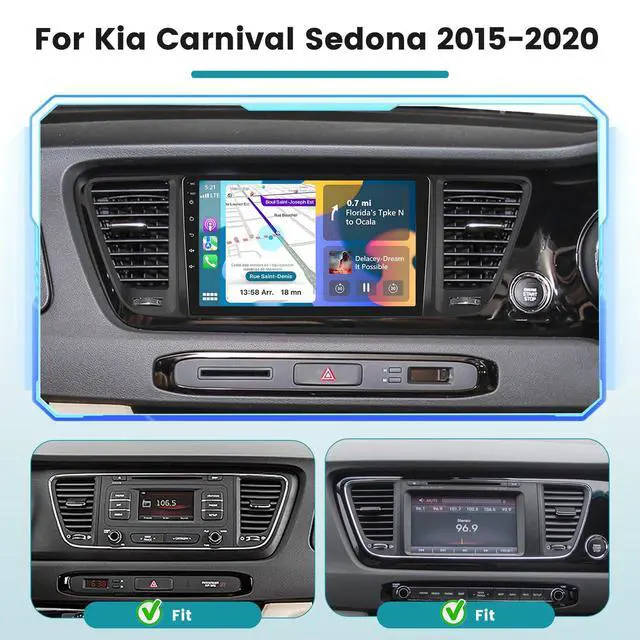 Alt view image 2 of 6 - 2+64G Car Radio for Kia Carnival Sedona 2015-2020 Wireless Carplay/Android Auto, 9 inch IPS Touch Screen Car Stereo with DSP EQ Bluetooth GPS Navigation FM RDS WiFi SWC + Backup Cam