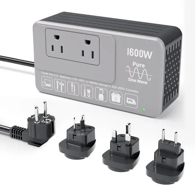 Main image of 1600W 220V to 110V Converter for European International Travel, Universal Power Plug Adapter Voltage Converter US to Europe, Plug & Play, No Limitations - Power Any American Appliances Overseas