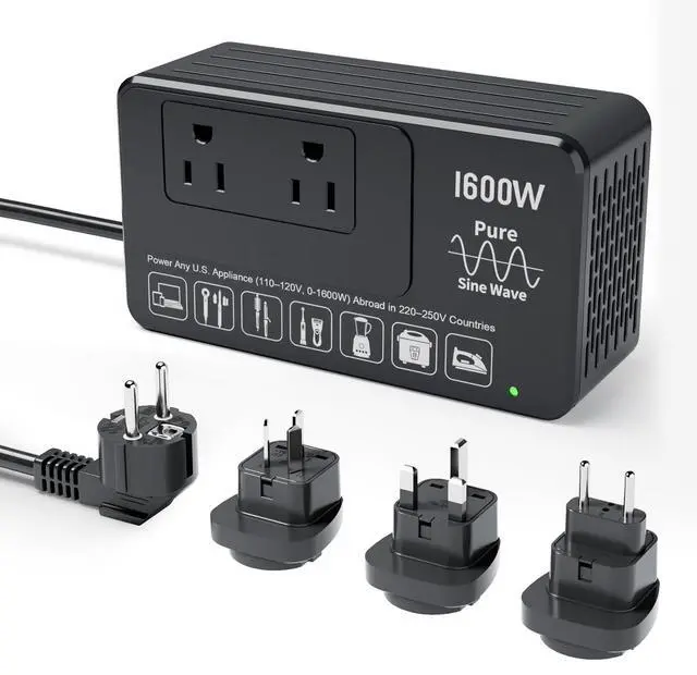 Main image of 1600W 220V to 110V Converter for European International Travel, Universal Power Plug Adapter Voltage Converter US to Europe, Plug & Play, No Limitations - Power Any American Appliances Overseas