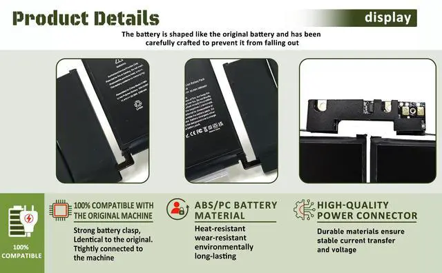 Alt view image 5 of 6 - A1964 A1989 A2251 Battery Replacement for MacBook Pro 13 Inch A1989 (Mid 2018, 2019) & A2251 (2020), EMC 3214 3358 3348-11.41V 58Wh 5086mAh A1964 Laptop Battery Replacement
