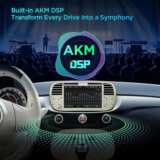 Alt view image 6 of 6 - for Fiat 500 (2007-2015) Touch Screen Radio, 7 Inch Android 13 Car Stereo for Fiat 500 Replacement Bluetooth Head Unit Built-in DSP Car Play Android Auto 4+64GB (Cream)