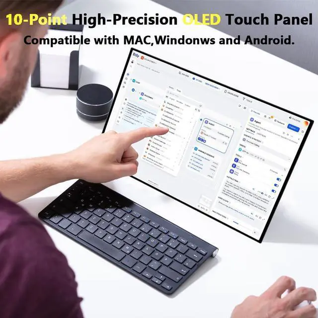 Alt view image 3 of 4 - 13.3 OLED Portable Monitor Touchscreen, 1080P HDR Travel Screen, 500 Nits, Ultra-Slim External Second Monitor for Laptop Mac PC & Android Phone/Tablet (No Touch for iPhone/iPad/Consoles), with Case