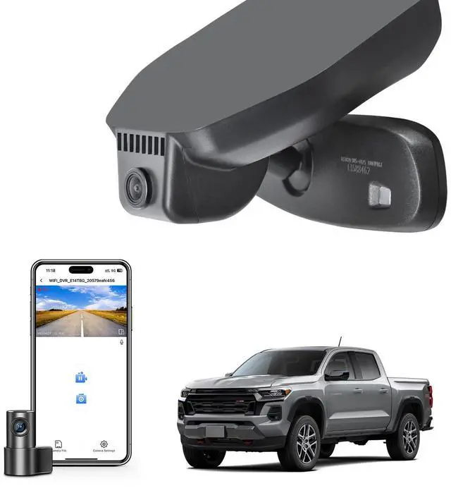 Main image of Front 4K & Rear 1080p Dash Cam Custom fit for Chevy Colorado 2023 2024 2025 2026 WD LT Z71 ZR2 Work Truck Trail Boss(Model B), Integrated OEM Look, UHD 2160P Video, Free App & WiFi, 128GB Card