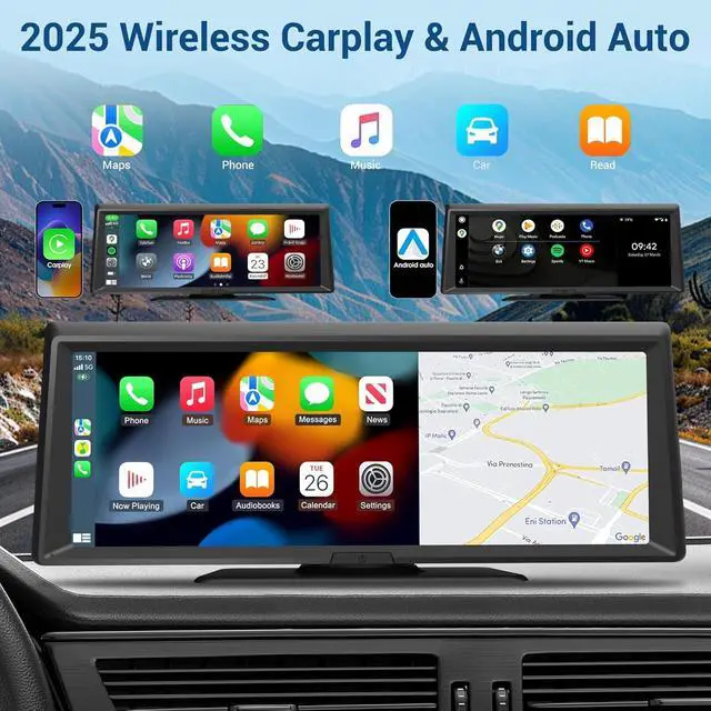 Alt view image 2 of 6 - Wireless CarPlay Screen,8.1" Portable Touch Screen Car Stereo with 2K Dash
