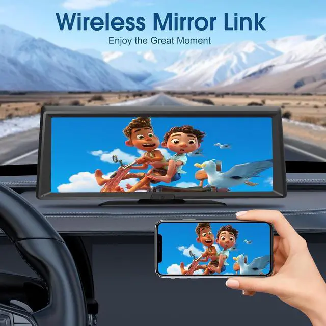 Alt view image 3 of 6 - Wireless CarPlay Screen,8.1" Portable Touch Screen Car Stereo with 2K Dash