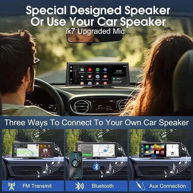Alt view image 6 of 6 - Wireless CarPlay Screen,8.1" Portable Touch Screen Car Stereo with 2K Dash