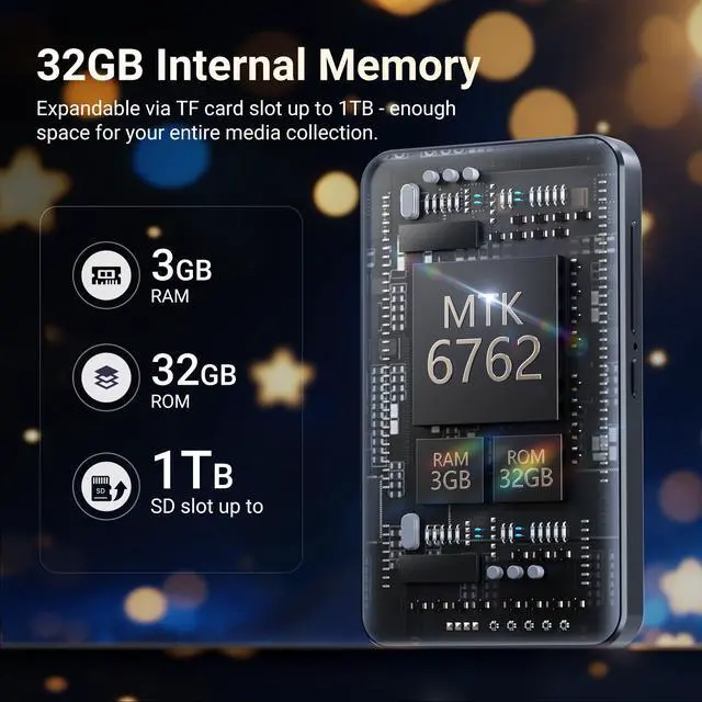Alt view image 2 of 4 - MP3 Player with Bluetooth and WiFi, Android 13 OS MP3 & MP4 Players with 4" Touchscreen and Speaker,Music Players with Spotify,Pandora, Audible, Amazon Music, Play Store