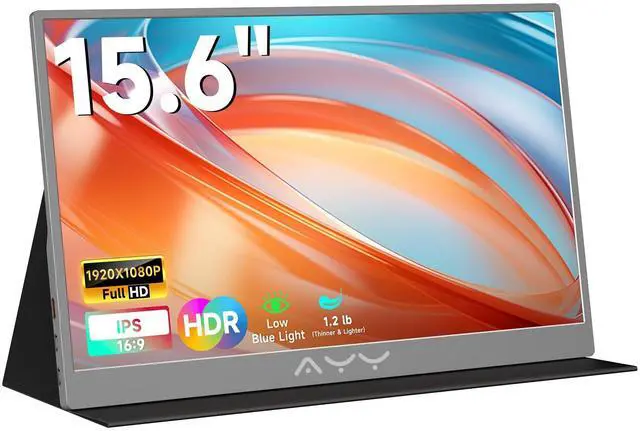 Main image of 15.6" FHD 1080P Portable Monitor|Second External|100% sRGB|USB-C+HDMI for PS5/Switch|VESA Mount|Built-in Speakers | Grey