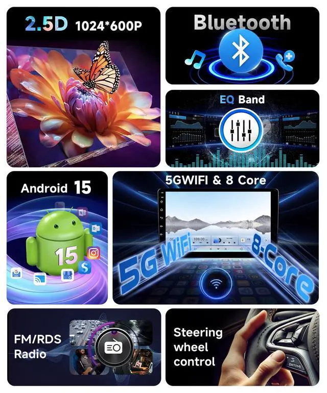 Alt view image 4 of 4 - Qualcomm 8Core 4+64G Car Stereo for Toyota Camry 2006-2011 Wireless CarPlay/Android Auto Android Radio with 10.1" IPS Touch Screen,5G WiFi,BT5.1,DSP Hi-Res,GPS,SWC,Backup Camera
