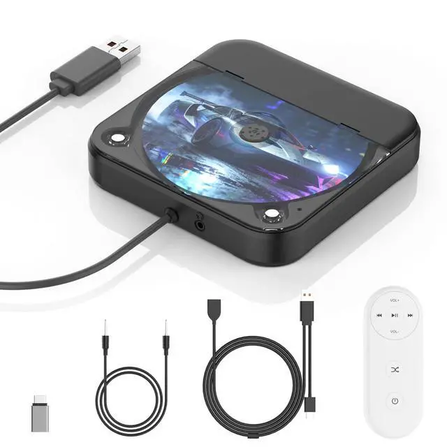 Main image of CD Player for Car, External Portable Car CD Players with AUX Cable & Remote Control,Universal USB CD Player for Vehicle,Laptop,TV,Computer,for Android 4.4 and Above Navigation