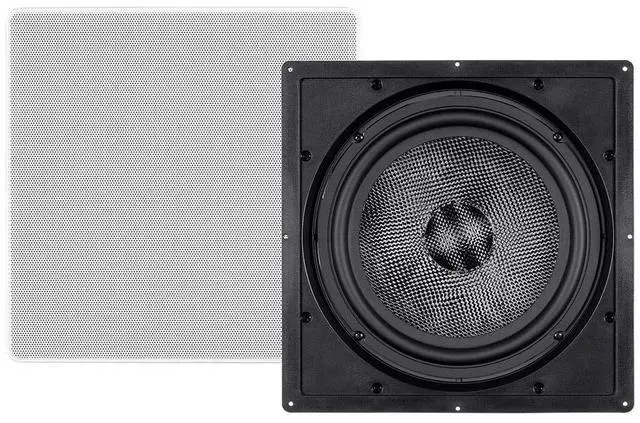 Main image of Carbon Fiber In-Wall Speaker - 10 Inch (Each) 300 Watt Subwoofer, Easy Install For Home Theater - Alpha Series,Off-White