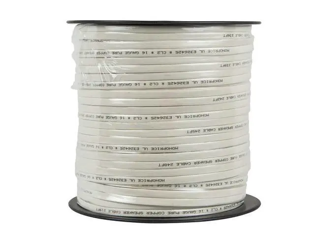 Alt view image 3 of 3 - Planate Series 16 Gauge AWG Pure Copper Flat Speaker Wire/Cable - 250ft CL2 in Wall Rated, Jacketed in PVC Material for Home Theater, Car Audio and More