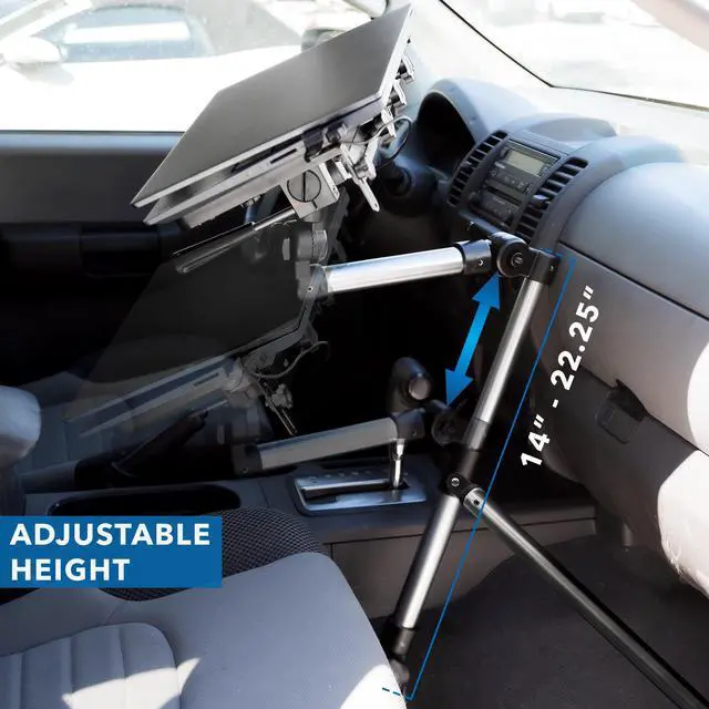 Alt view image 2 of 4 - Car Laptop Mount, No-Drill Vehicle Laptop Stand for Vehicle & Truck, Full Motion Computer Holder for Cars Vans SUVs, Adjustable Height 1422.25, Fits Notebooks Up to 17 with Cooling Tray