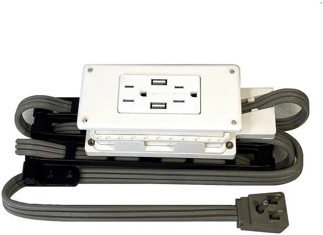 Main image of Low Profile in Drawer Docking Station Outlet (2) USB-A (2) 15 Amp