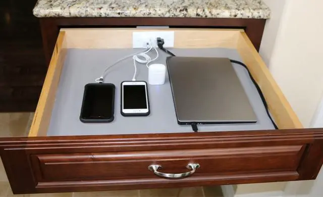 Alt view image 4 of 4 - Low Profile in Drawer Docking Station Outlet (2) USB-A (2) 15 Amp