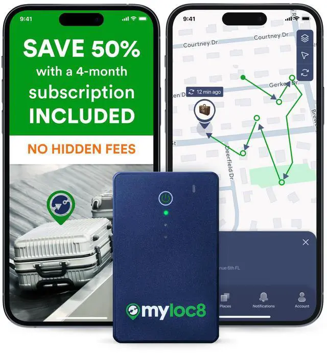 Main image of GPS Luggage Tracker for Suitcases TSA Approved, Android & iOS Compatible - Real-Time Tracking Device for Travel - Smart Tag with Bag Opening Alert - Long Battery Life (4-Mo Subscription Included)