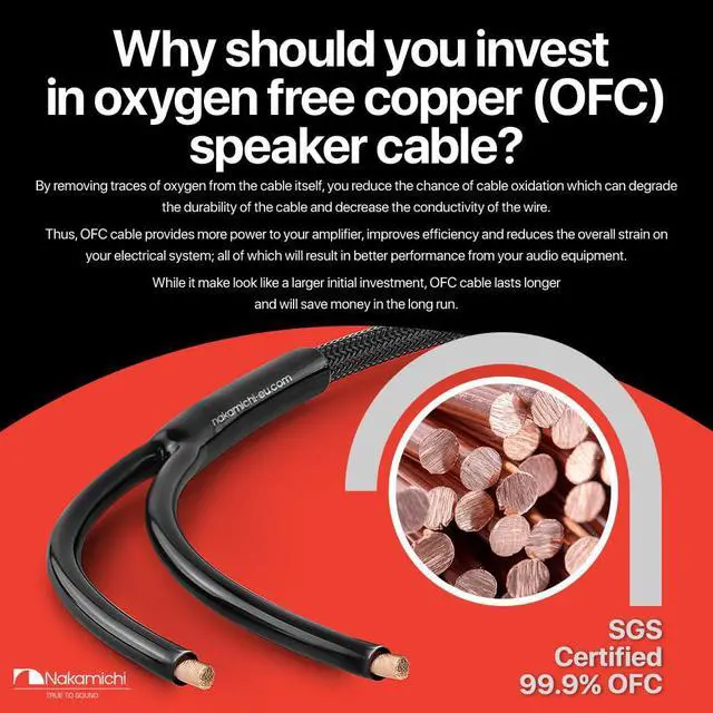Alt view image 3 of 4 - Excel Series 24k Gold Plated Banana Plugs with Speaker Cable Wire 99.9% Oxygen-Free Copper (OFC) Heavy Duty Braided for Amplifier Hi-Fi Home Theatre - Black (14AWG / 15 feet / 4.5m)