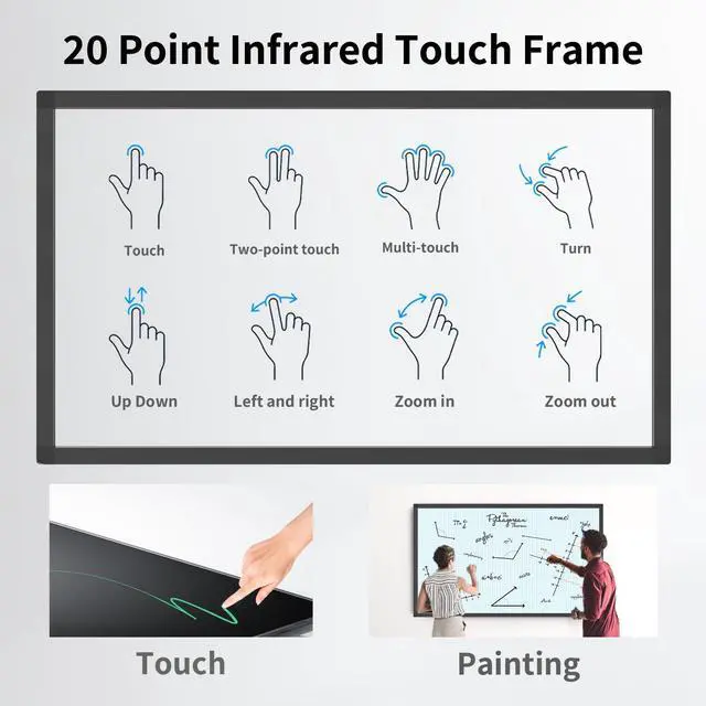 Alt view image 2 of 6 - 43 Inch 20 Points Infrared Touch Frame, Interactive USB Interface IR Touch Screen Overlay Use, Driver Free Intelligent, Suitable for Digital Signage
