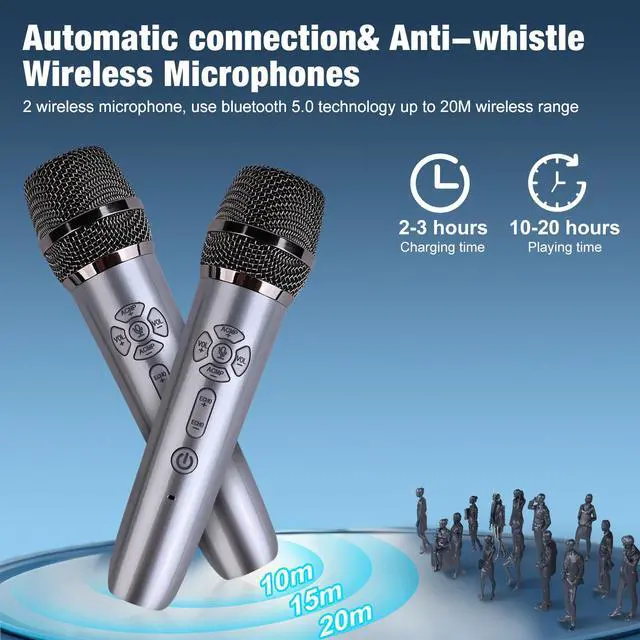 Alt view image 4 of 6 - Bluetooth Speaker, 60W(Peak) Wireless Portable Bluetooth Speakers, Beat-Driven Lights, Loud Stereo Small Party Speaker with Double Woofer, Speakers with Two Microphone for Outdoor, Garage, Camping