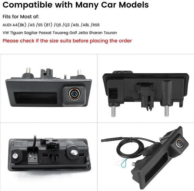 Alt view image 4 of 6 - AHD 1080P Backup Camera, Car Reverse Camera for Audi A4L A5 A3 Q3 Q5 RS6 for VW Passat Tiguan Jetta Touareg Skoda, ONLY Work with Monitor Radio Head Unit Supporting AHD 1080P Video Signal