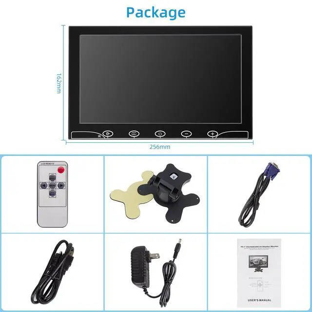 Alt view image 6 of 6 - 10.1 Inch Small Monitor, Raspberry Pi Screen Built-in Speakers, Mini Display 1024 x 600, 60 Hz, 5ms, IPS Screen Display w/Remote Control, HDMI VGA AV BNC Input, Computer Monitor