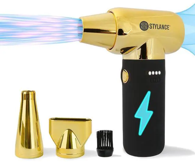 Main image of Compressed Barber Air Duster,110000RPM Cordless Vacuum Cleaner, Electric Mini Air Duster for Hair Barber, for Cooling, Cleaning,Salon,Home, Type-C,Gold