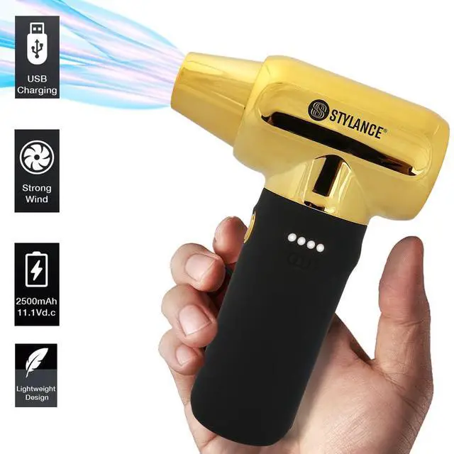 Alt view image 3 of 6 - Compressed Barber Air Duster,110000RPM Cordless Vacuum Cleaner, Electric Mini Air Duster for Hair Barber, for Cooling, Cleaning,Salon,Home, Type-C,Gold