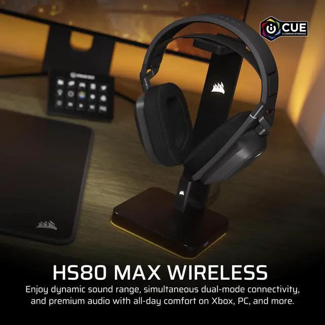 Alt view image 2 of 6 - HS80 MAX Wireless Xbox Gaming Headset with Bluetooth Dolby Atmos Broadcast Quality Microphone iCUE Compatible Xbox, PC, Mac, Mobile Steel Gray