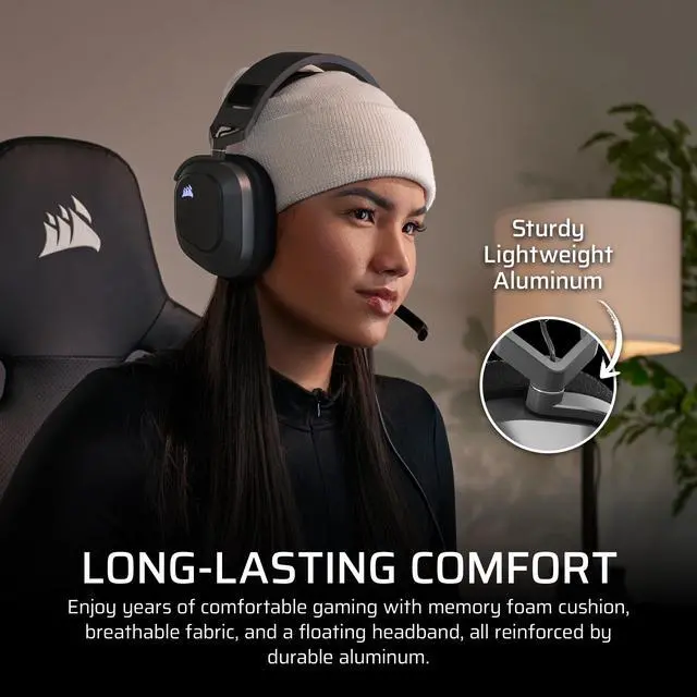 Alt view image 4 of 6 - HS80 MAX Wireless Xbox Gaming Headset with Bluetooth Dolby Atmos Broadcast Quality Microphone iCUE Compatible Xbox, PC, Mac, Mobile Steel Gray