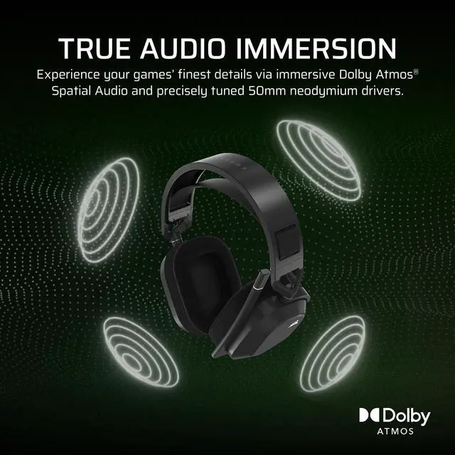 Alt view image 5 of 6 - HS80 MAX Wireless Xbox Gaming Headset with Bluetooth Dolby Atmos Broadcast Quality Microphone iCUE Compatible Xbox, PC, Mac, Mobile Steel Gray