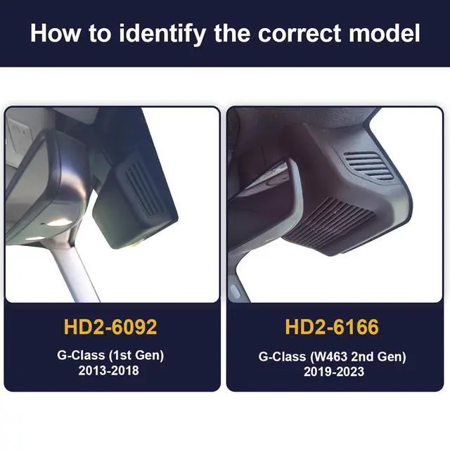 Alt view image 4 of 6 - 4K Dash Cam Suitable for Mercedes-Benz G-Class 2019-2024 G550 (HD2-6166, with 10 Vents) W463, OEM Look, UHD 2160P Video, Loop Recording, Built-in WiFi & APP, G-Sensor, Plug & Play, 64GB Card