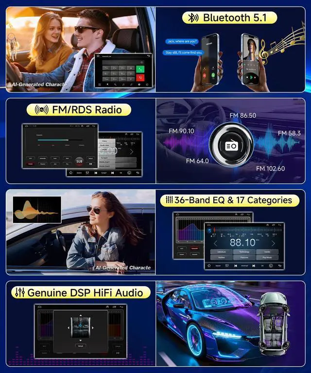 Alt view image 5 of 6 - for Ford F150 2009 to 2012 Car Radio, 10.2 Inch Touch Screen Stereo for F150, 8-Core 4+64G Carplay Android Auto SWC Back Camera BT WiFi FM RDS DSP GPS Voice Control, Support Manual & Auto