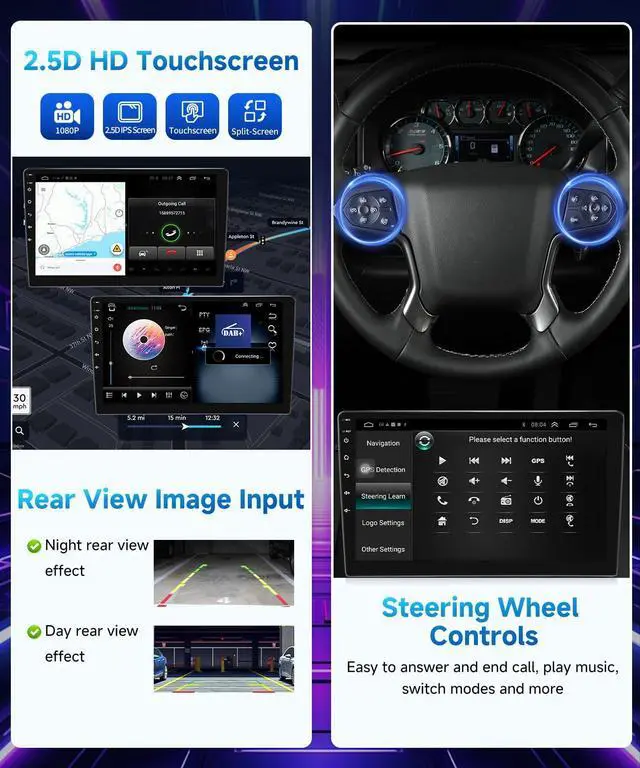 Alt view image 6 of 6 - for Ford F150 2009 to 2012 Car Radio, 10.2 Inch Touch Screen Stereo for F150, 8-Core 4+64G Carplay Android Auto SWC Back Camera BT WiFi FM RDS DSP GPS Voice Control, Support Manual & Auto