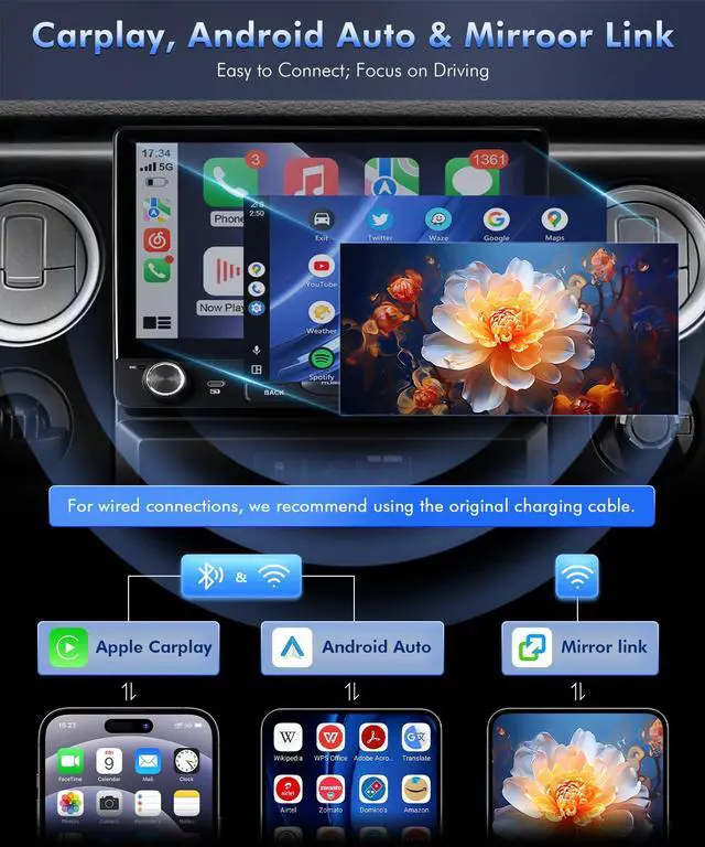 Alt view image 3 of 6 - 4 + 64GB Stereo Radio for Ford F150 2009 to 2014, Car Radio with Wireless CarPlay/Android Auto for F-150 Manual A/C, IPS Touchscreen Car Radio Player Supports DPS/Backup Camera/FM/SWC