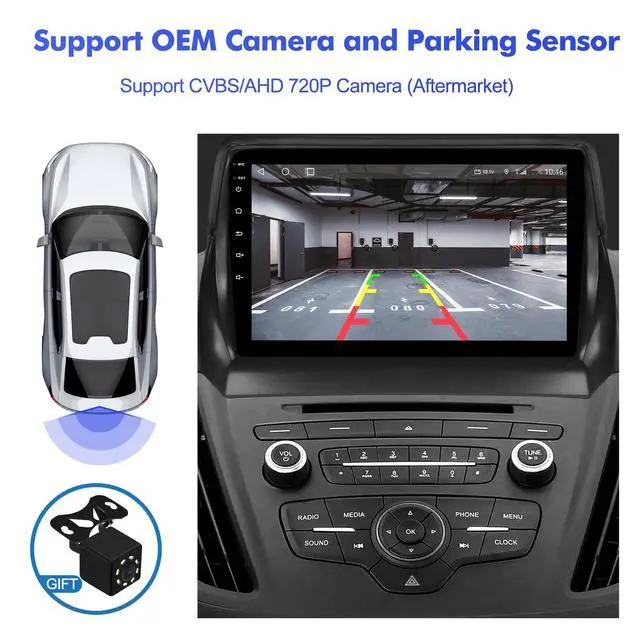 Alt view image 6 of 6 - 2+32G Android 12 Double Din Car Stereo for Ford Escape 2013-2016 with 9 Inch Touchscreen Radio Built-in Wireless Carplay/Android Auto/GPS/Bluetooth/FM/AUX-in/Steering Wheel Controls/Backup Camera