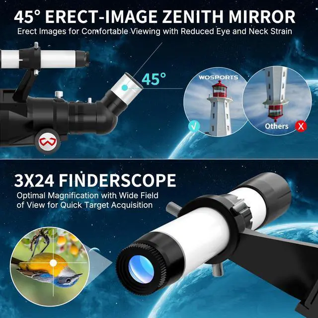 Alt view image 4 of 6 - Telescope for Adults High Powered, 90mm Aperture 600mm Astronomy Portable Professional Refractor Telescope for Beginners, Magnification 180X, with Adjustable Tripod, Phone Adapter, Carry Bag