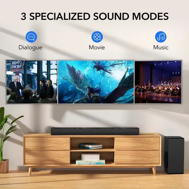 Alt view image 2 of 6 - 2.1 CH Sound Bar with Subwoofer, 31" Soundbar for Smart TV with HDMI, Optical, AUX, Bluetooth, USB - Surround Sound System